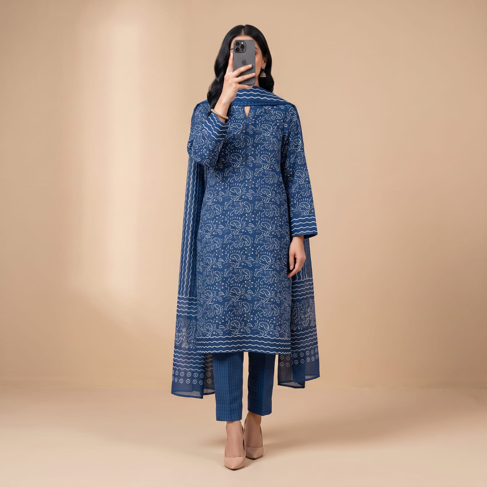 Jeypore Premium Stitched Cotton Suit With Chiffon Dupatta CEN-301