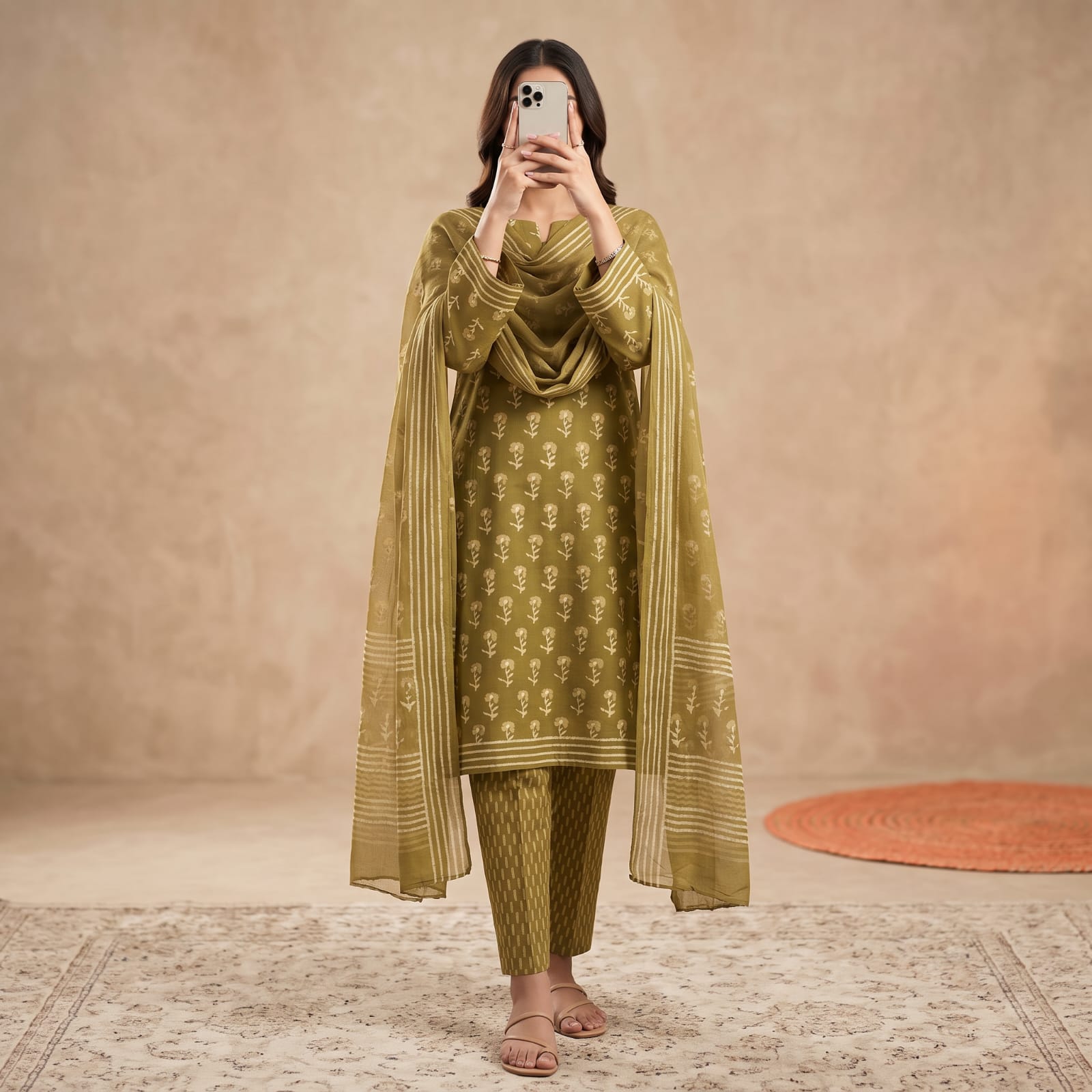 Jeypore Premium Stitched Cotton Suit With Chiffon Dupatta CEN-501