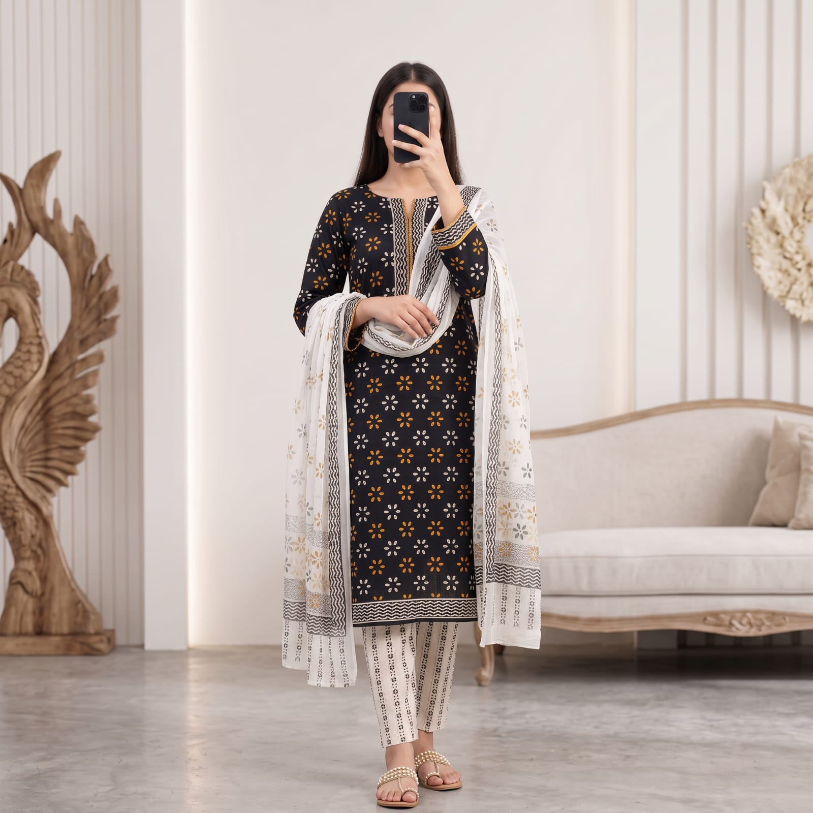 Jeypore Premium Stitched Cotton Suit With Chiffon Dupatta CEN-701
