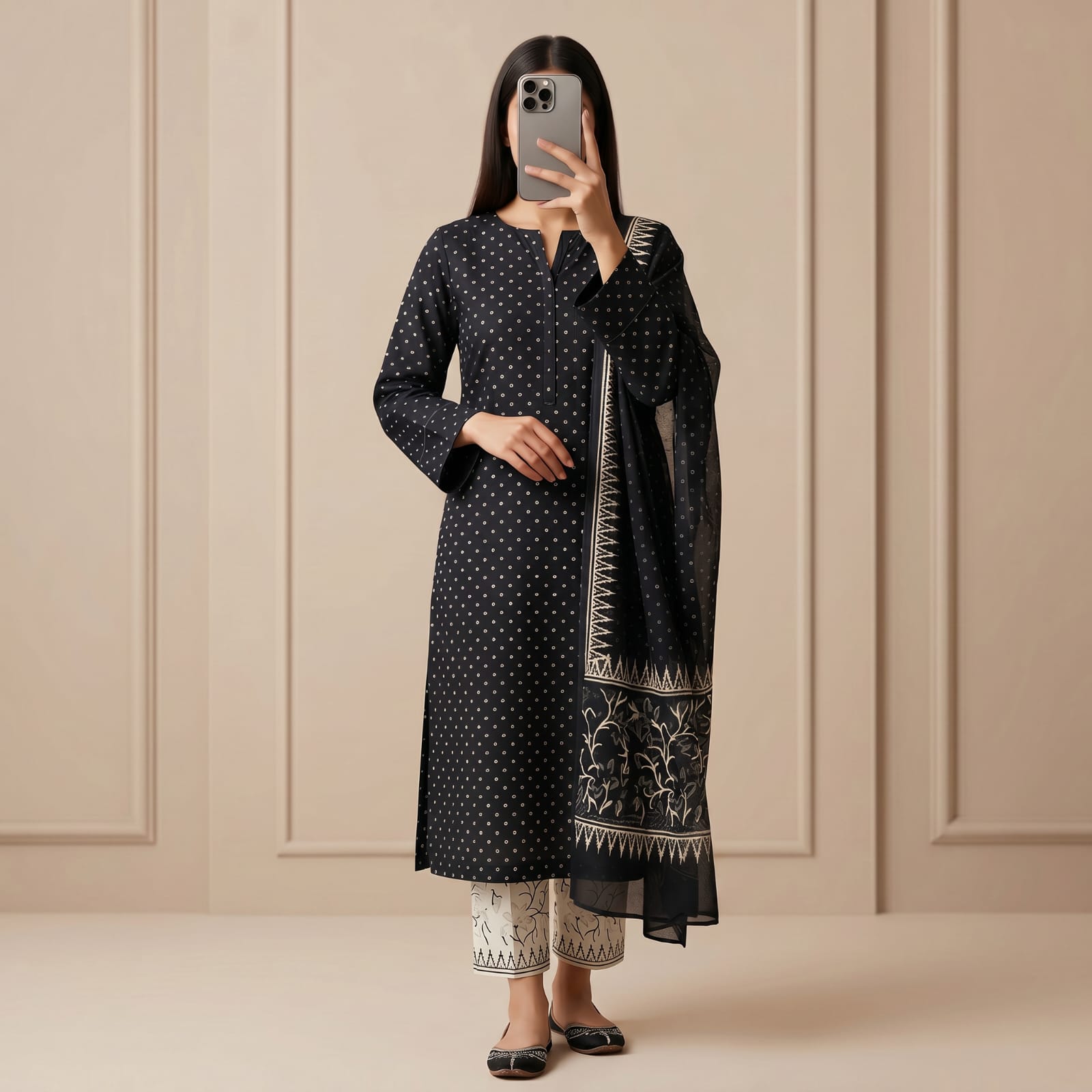 Jeypore Premium Stitched Cotton Suit With Chiffon Dupatta