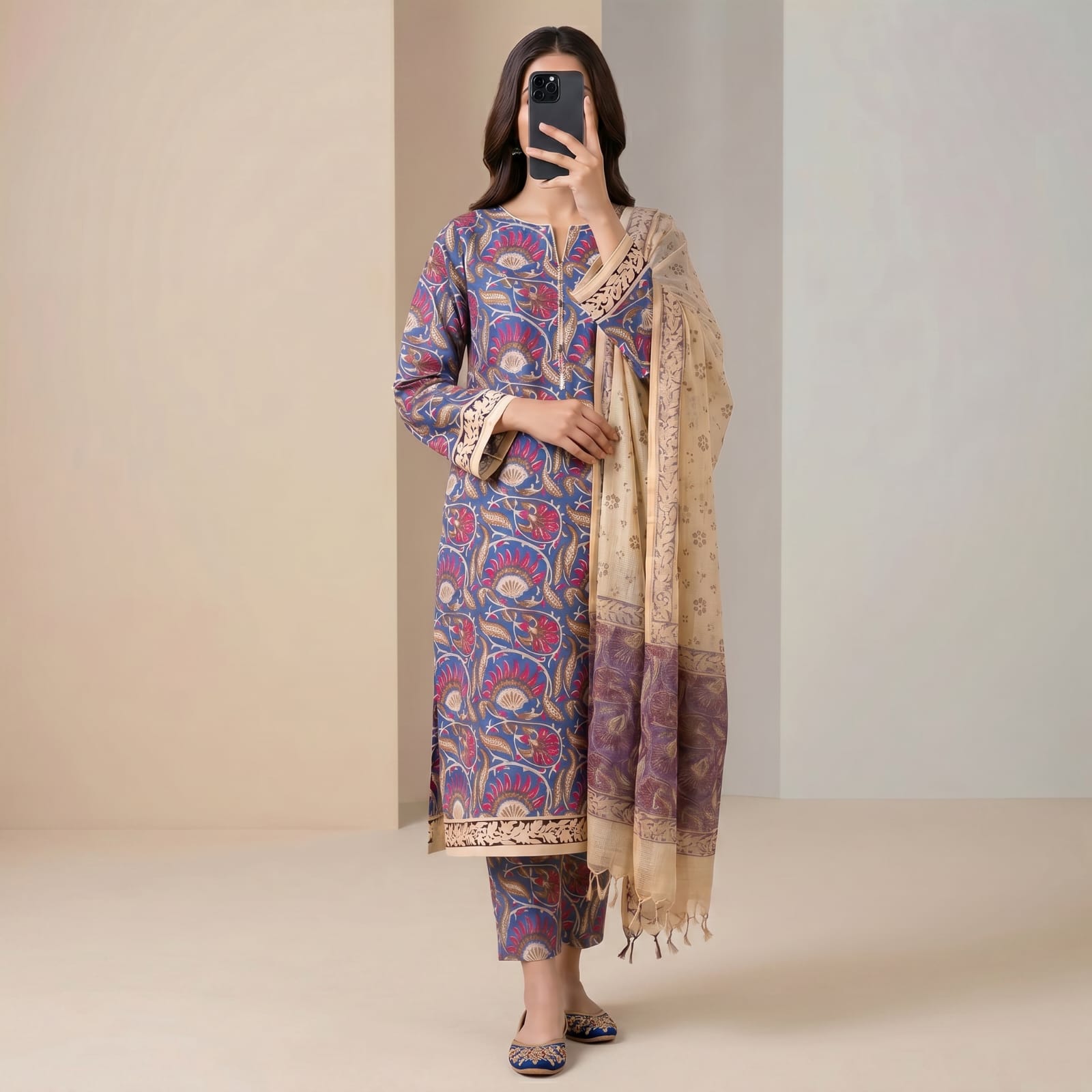 Jeypore Premium Stitched Cotton Suit With Doriya Dupatta