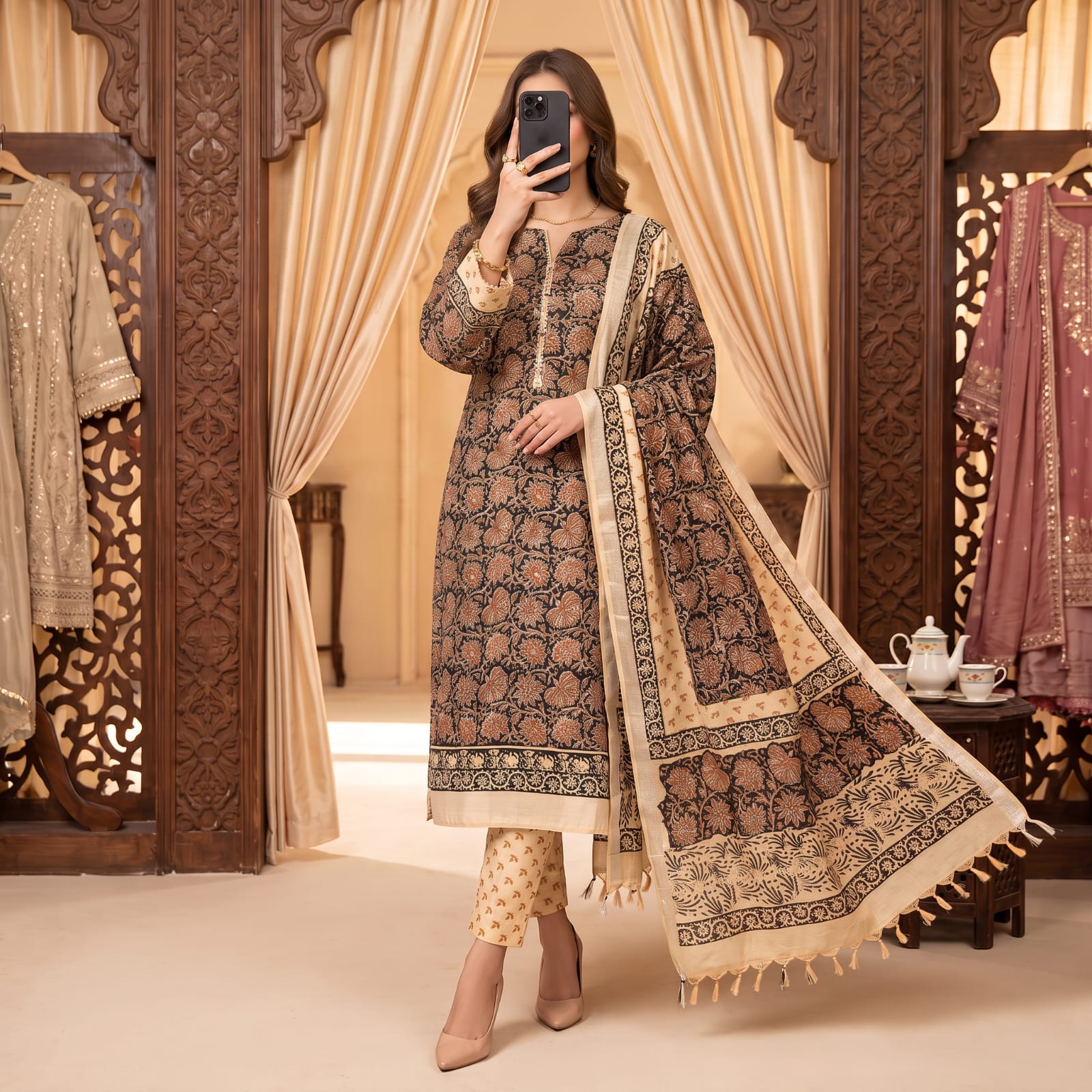 Jeypore Premium Stitched Linen Suit With Linen Dupatta L-401